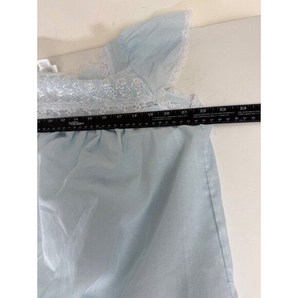 Adonna Light Blue Nightgown Size L Lace Trim Cap Sleeve VTG Cotton Blend USA - Picture 8 of 13